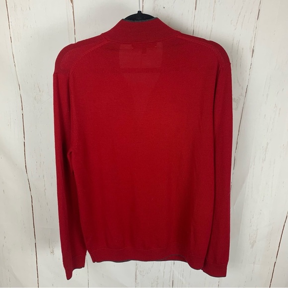 Hart Schaffner Marx Quarter-Zip Sweater red Medium 100% merino wool - Picture 7 of 9